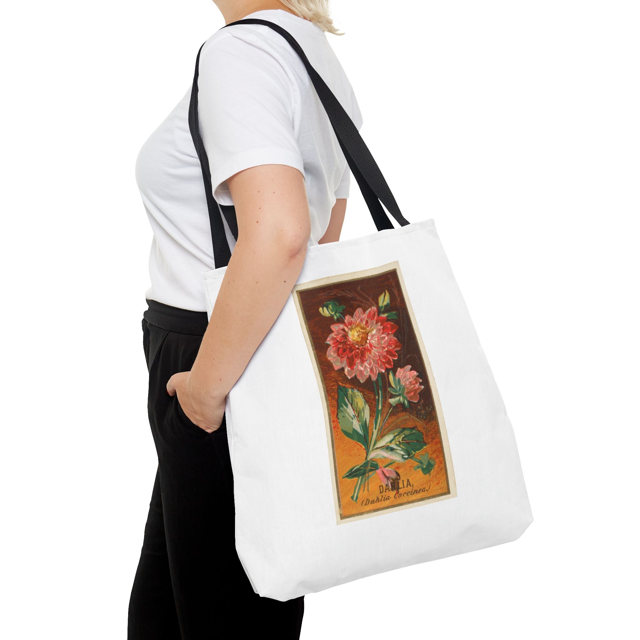 Stylish Tote Bag - Dahlia Coccinea Flower Artwork (1890)