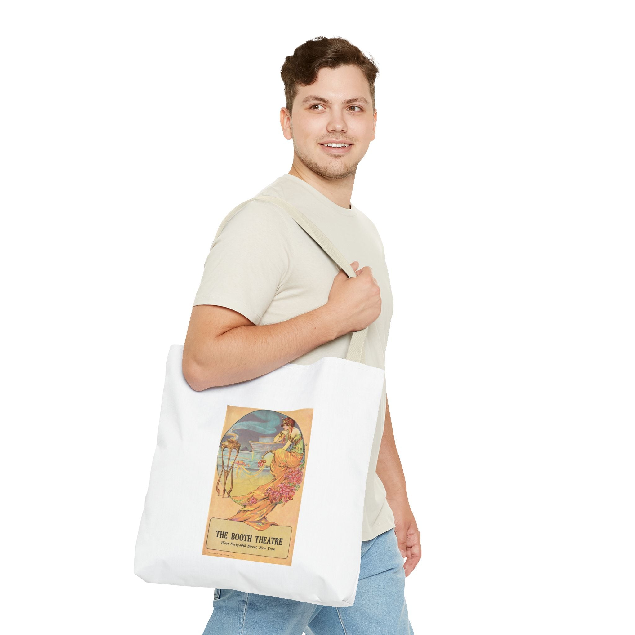 Stylish Tote Bag - Booth Theatre, New York, Vintage Playbill Artwork (1915)