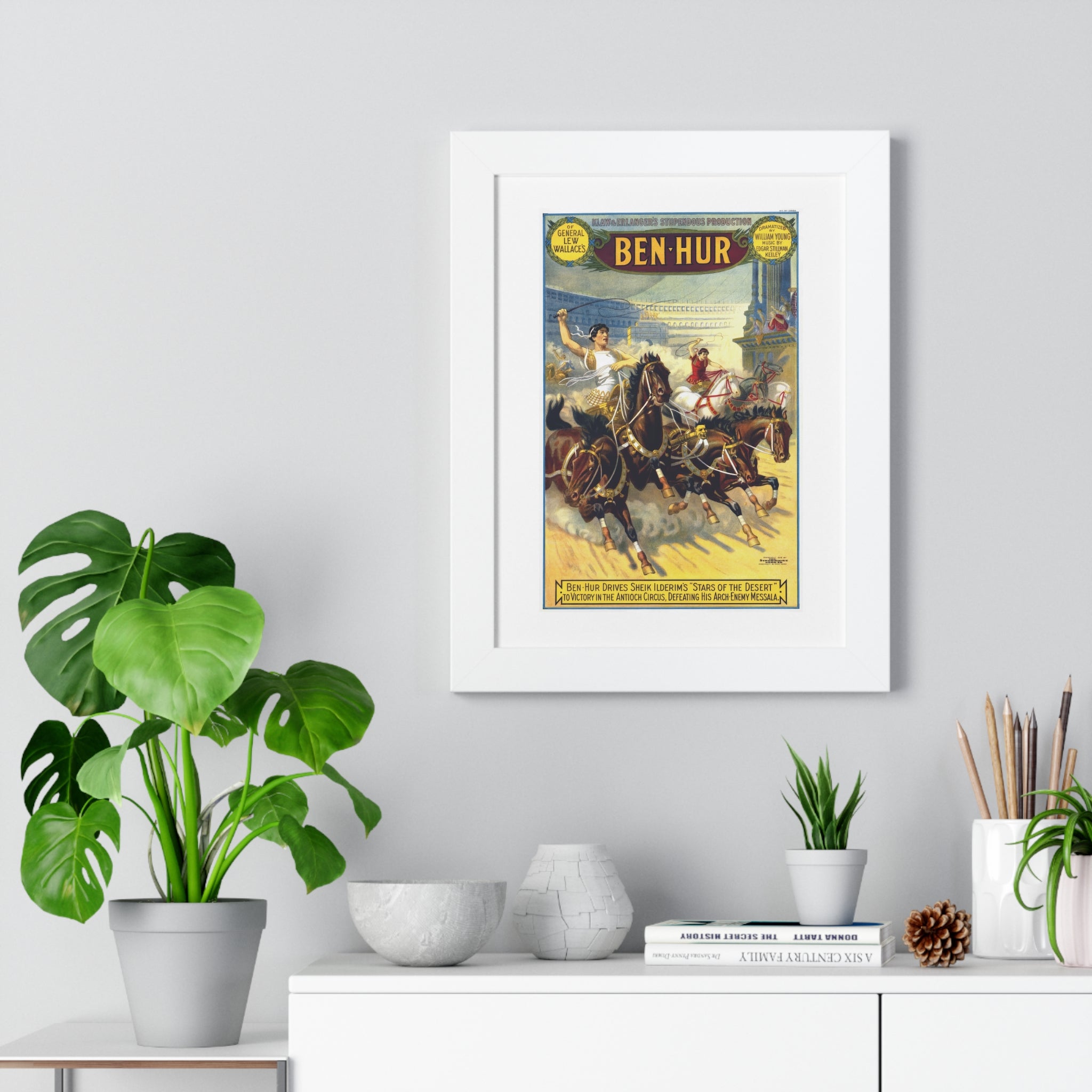 Framed Vertical Poster - Ben-Hur Broadway Premiere Vintage Artwork (1899)