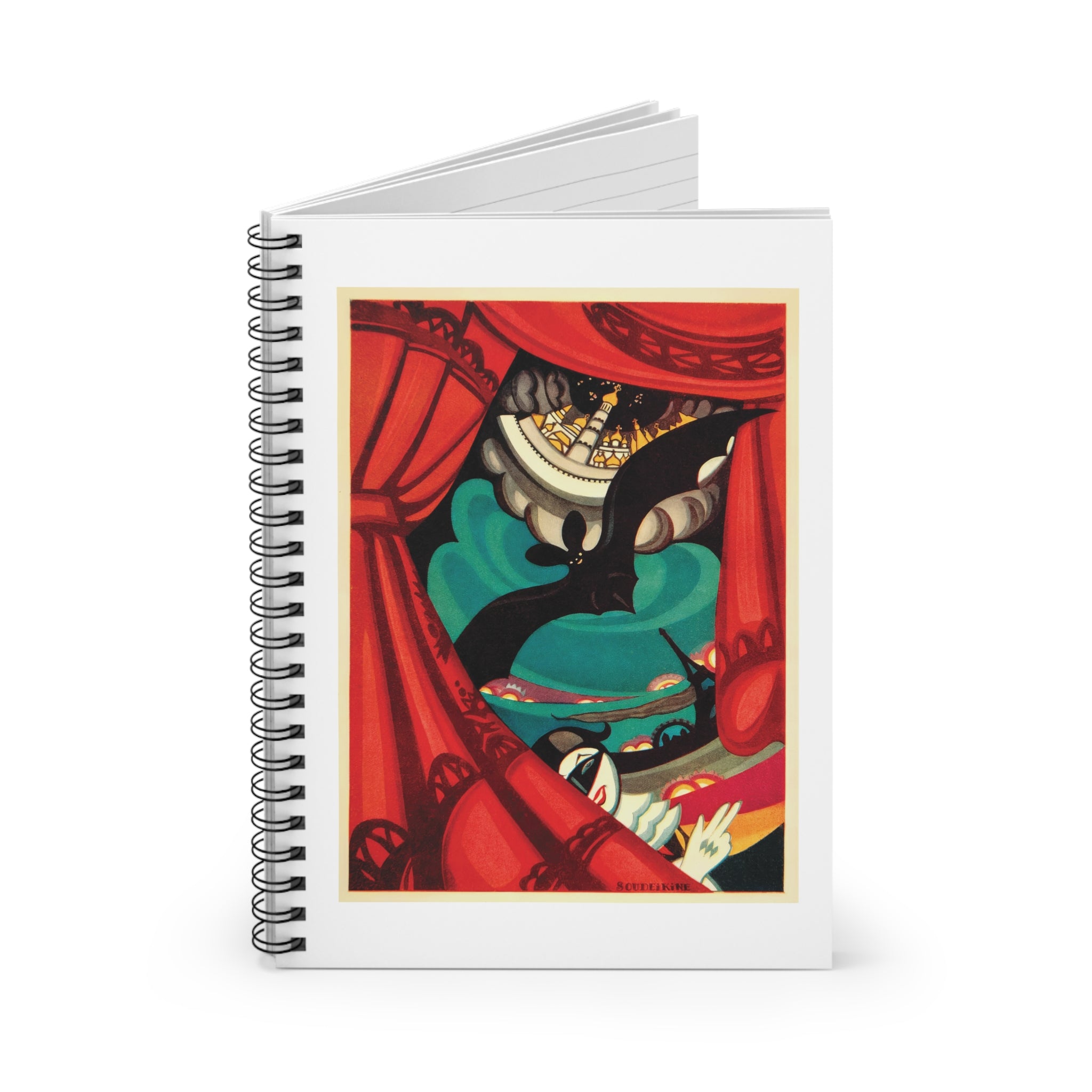 Spiral Notebook (Ruled Line) - Nikita Balieff’s Bat Theatre, Moscow Vintage Artwork (1922)
