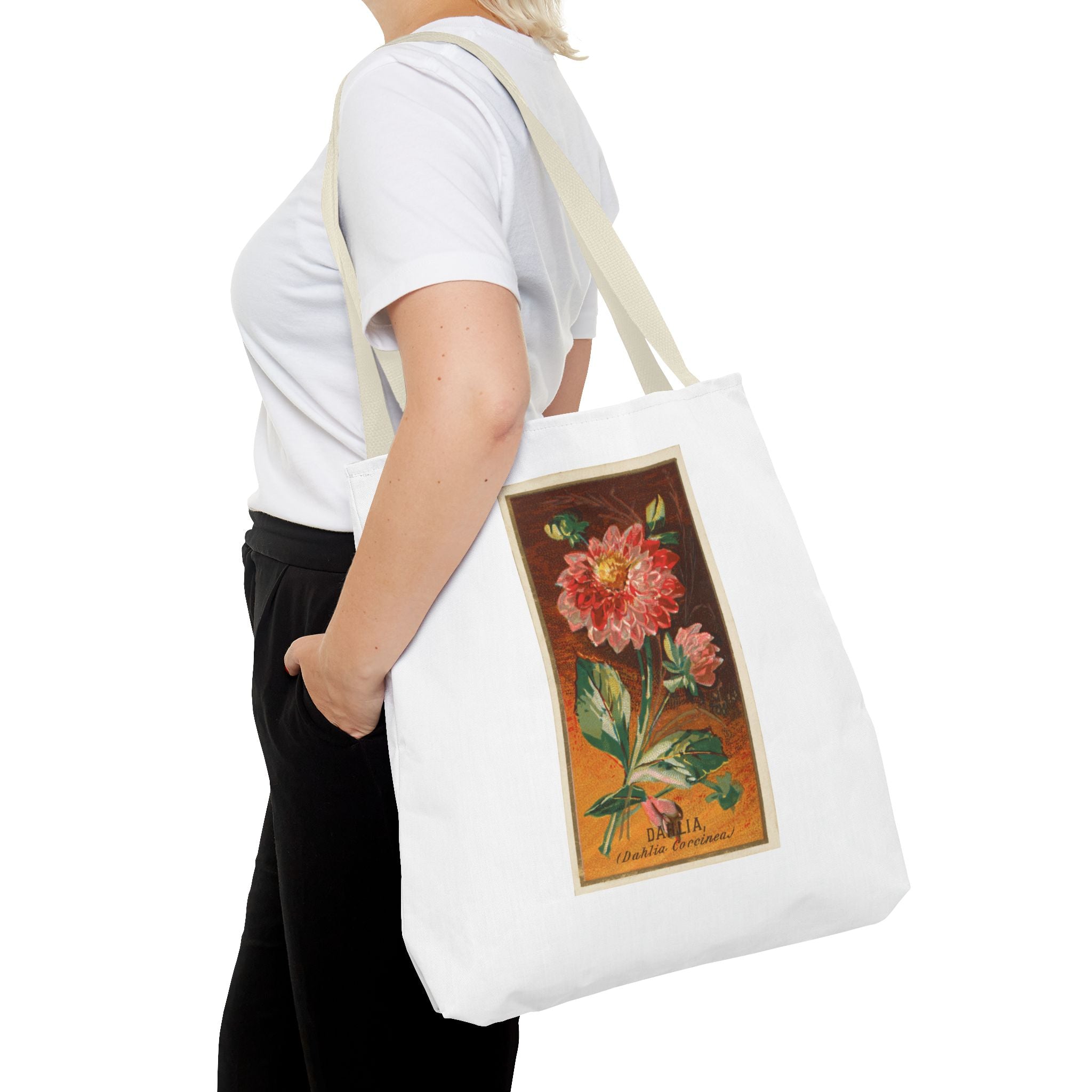 Stylish Tote Bag - Dahlia Coccinea Flower Artwork (1890)