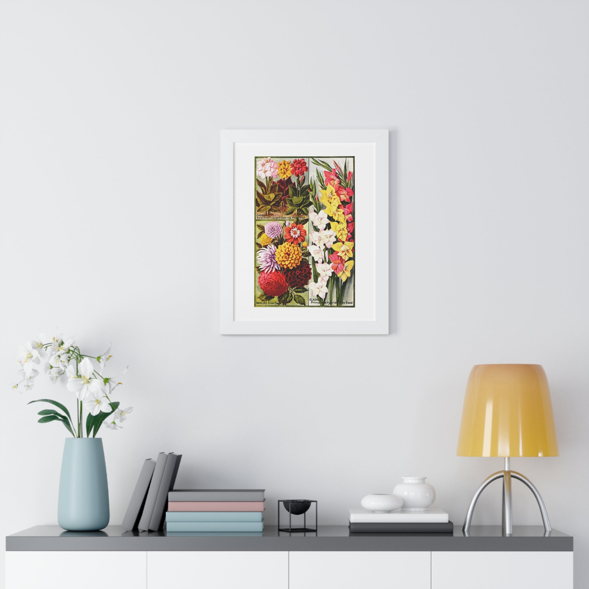 Framed Vertical Poster - Childs' Seeds, Flower Catalog Plate
