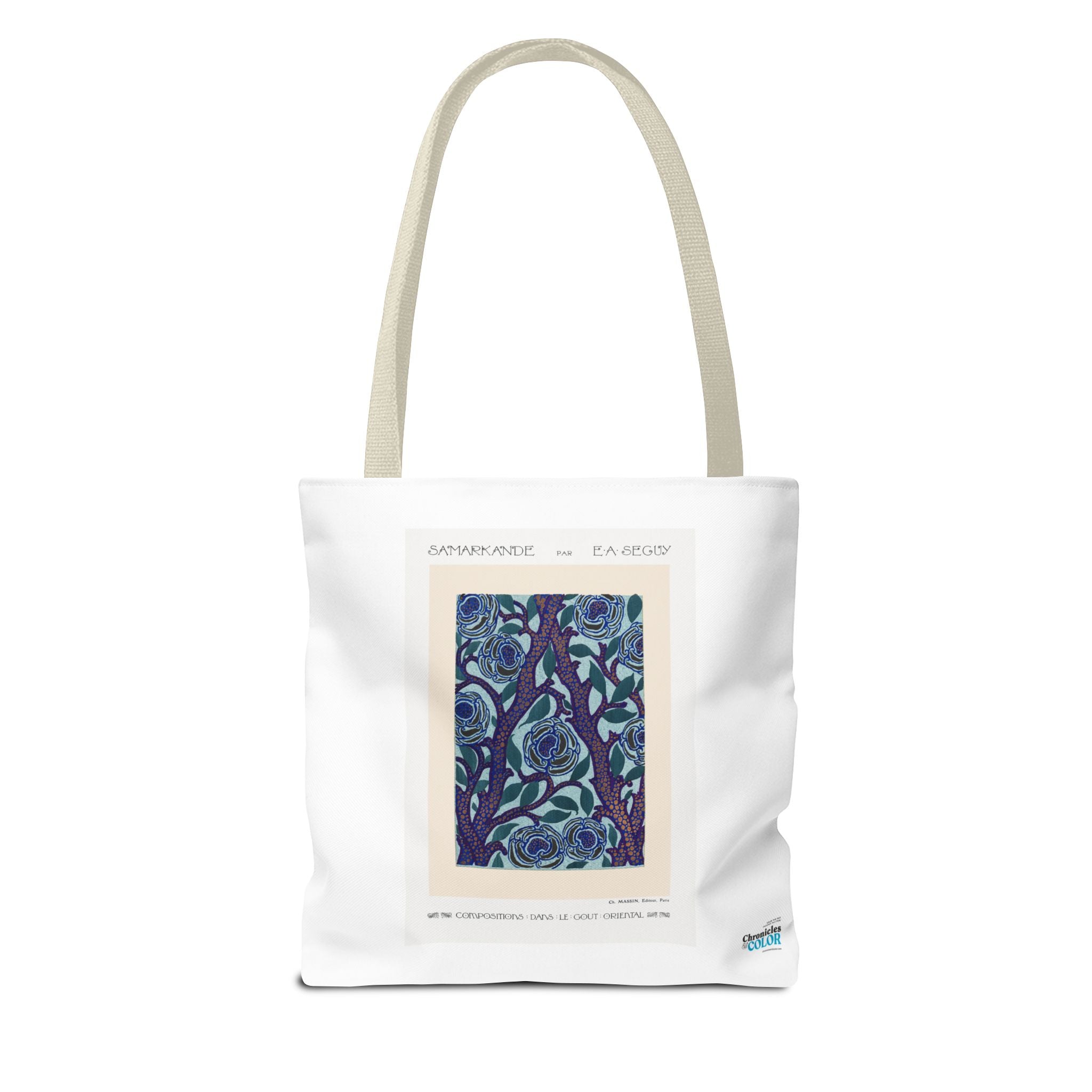 Stylish Tote Bag - Stenciled Flowers in Oriental Style