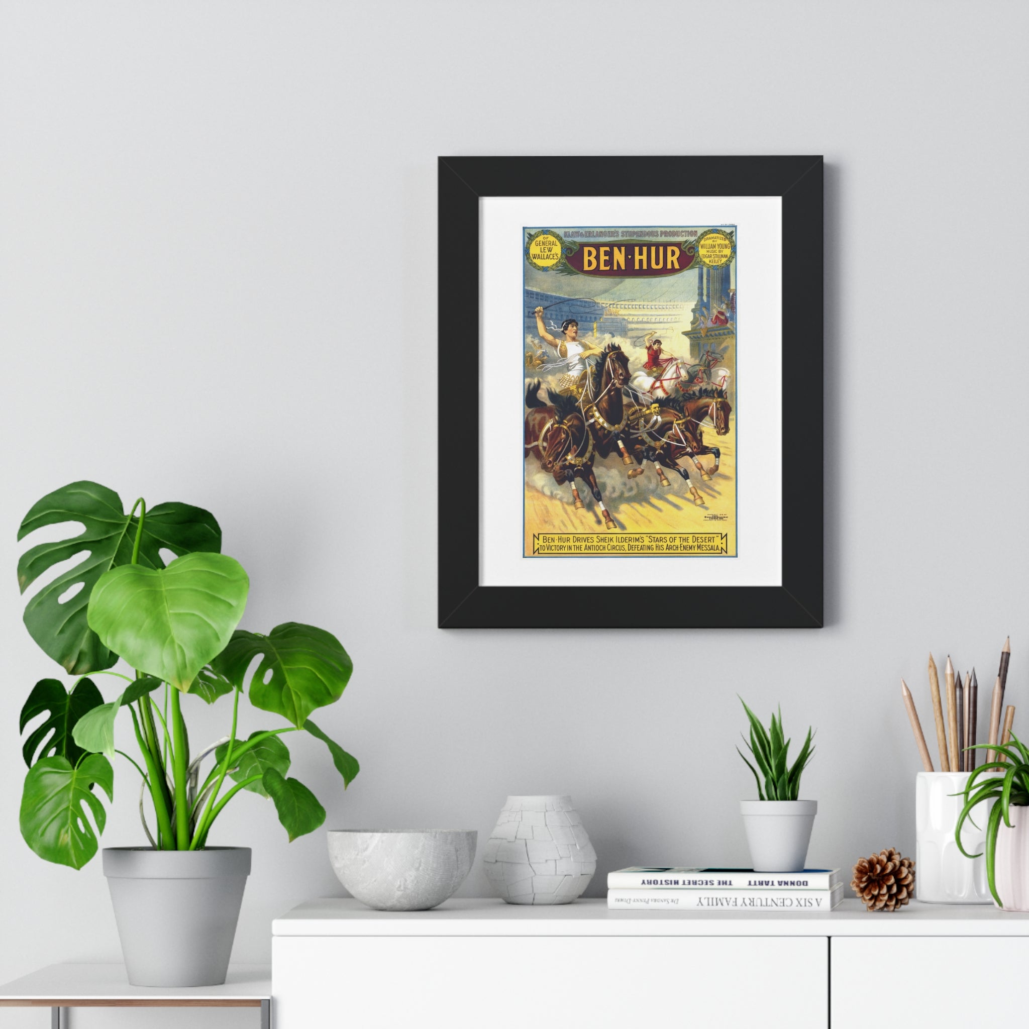 Framed Vertical Poster - Ben-Hur Broadway Premiere Vintage Artwork (1899)