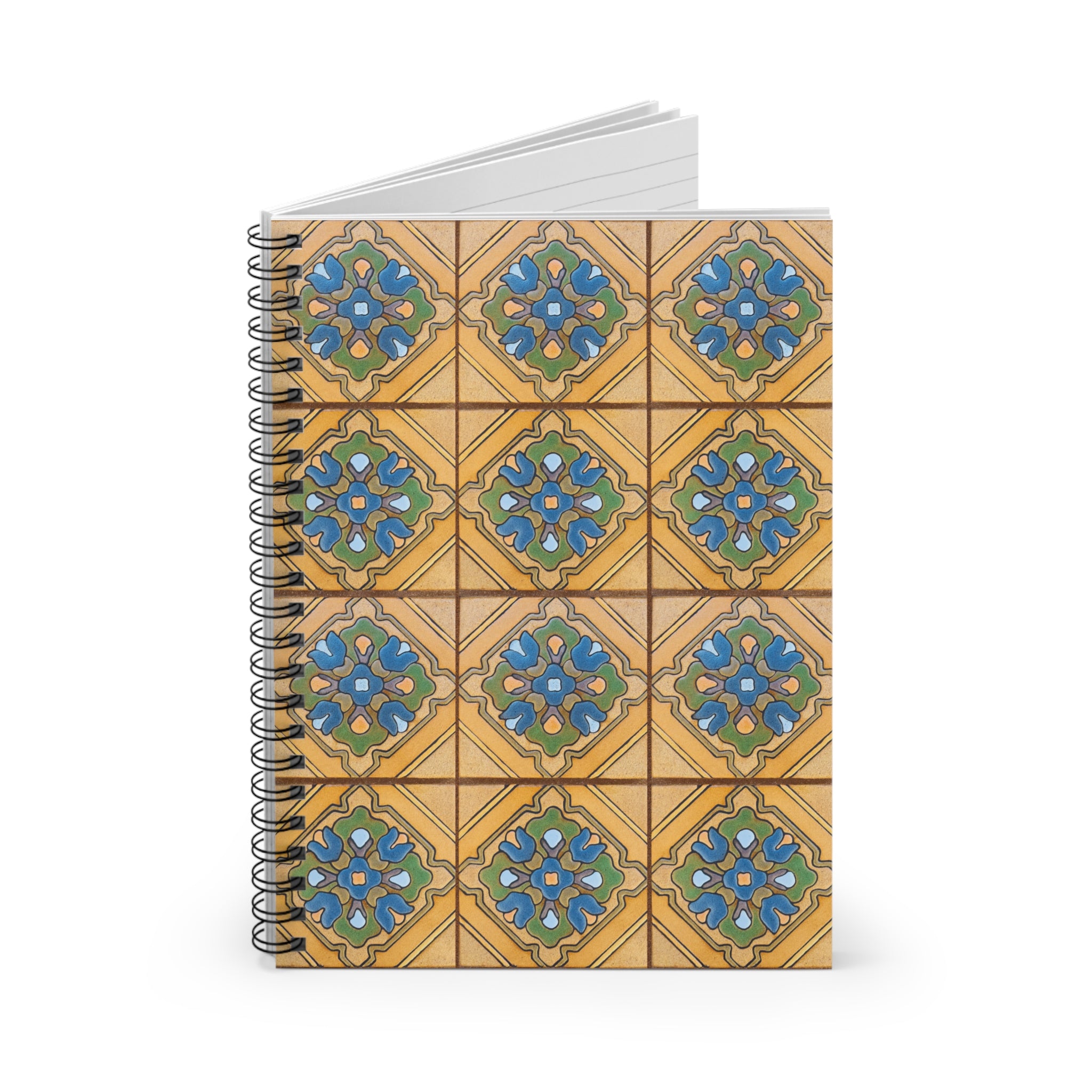 Spiral Notebook (Ruled Line) - Malibu Potteries Tile, Adamson House