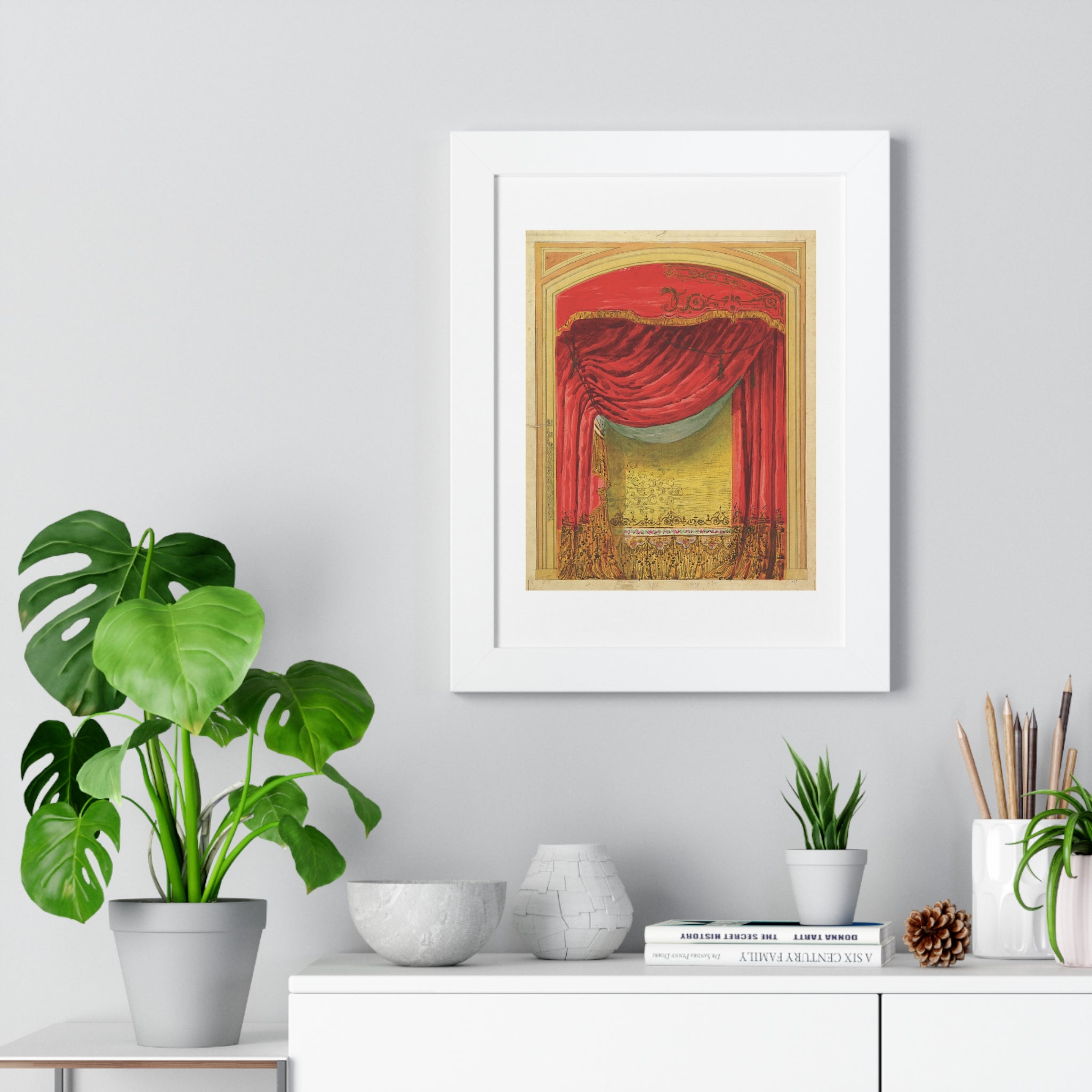 Framed Vertical Poster - Casino de St. Etienne Stage Design Artwork by Eugène Cicéri