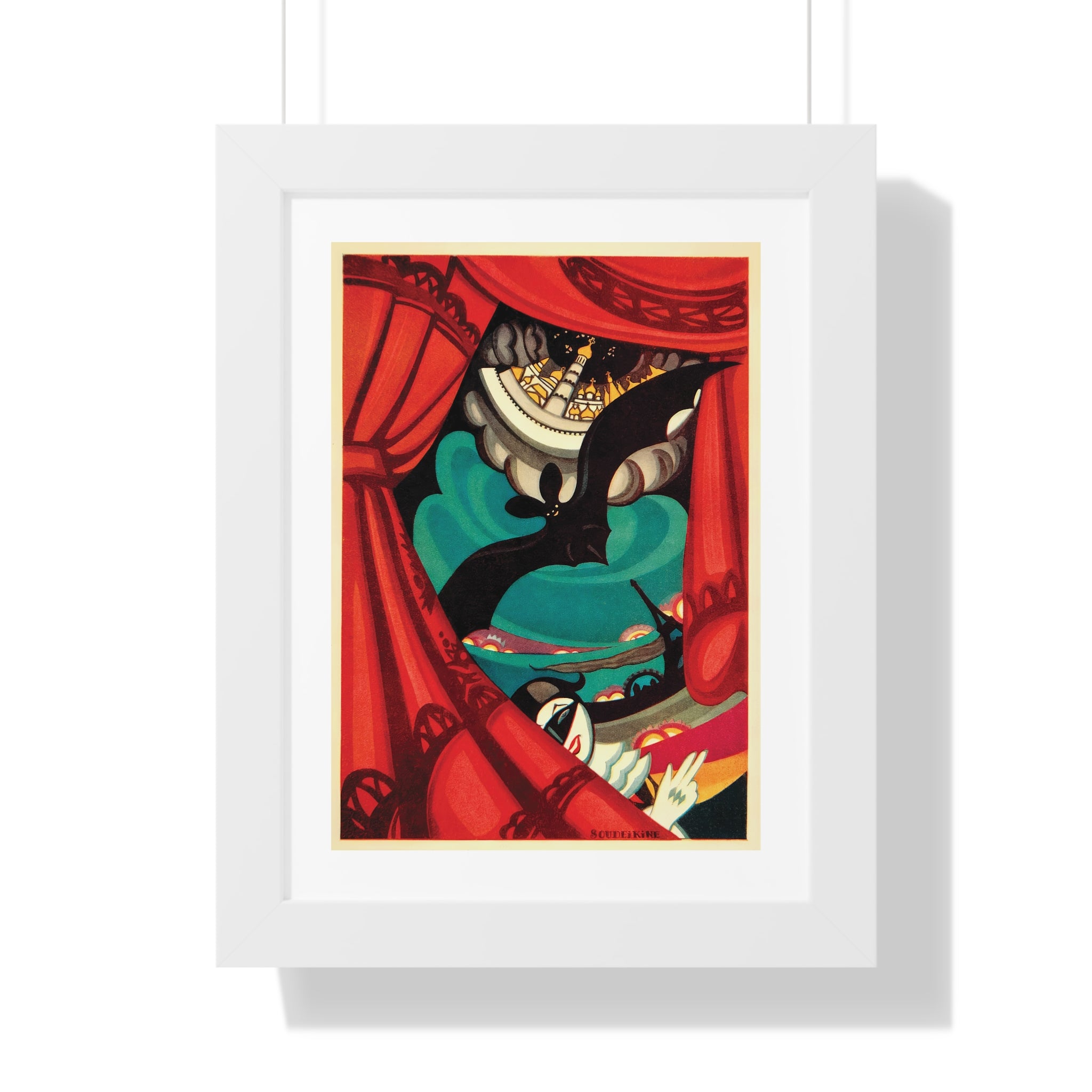 Framed Vertical Poster - Nikita Balieff’s Bat Theatre, Moscow Vintage Artwork (1922)