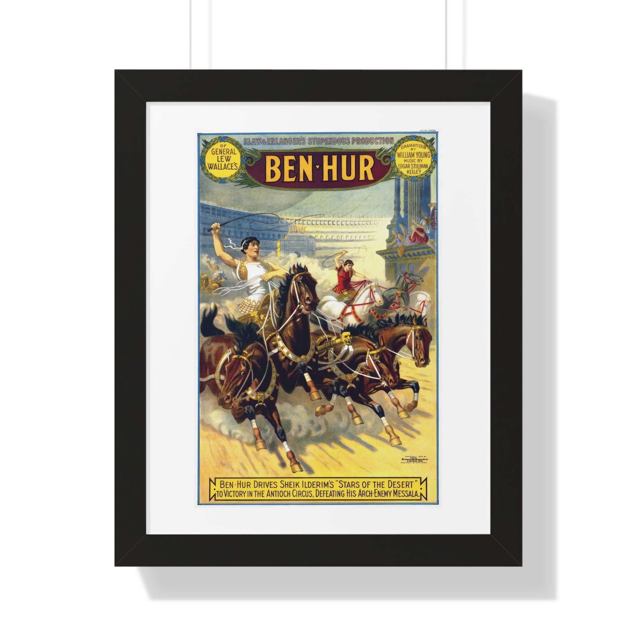 Framed Vertical Poster - Ben-Hur Broadway Premiere Vintage Artwork (1899)
