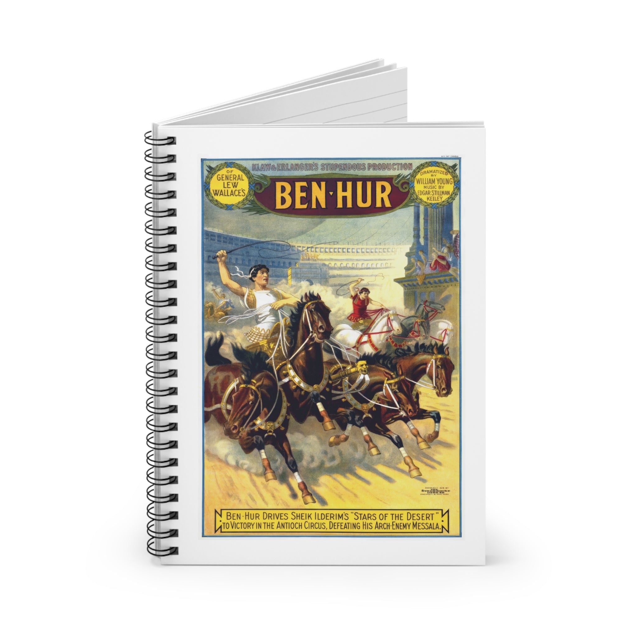 Spiral Notebook (Ruled Line) - Ben-Hur Broadway Premiere Vintage Artwork (1899)