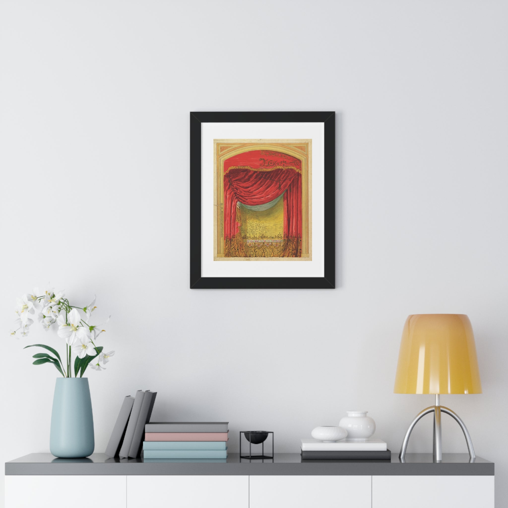 Framed Vertical Poster - Casino de St. Etienne Stage Design Artwork by Eugène Cicéri