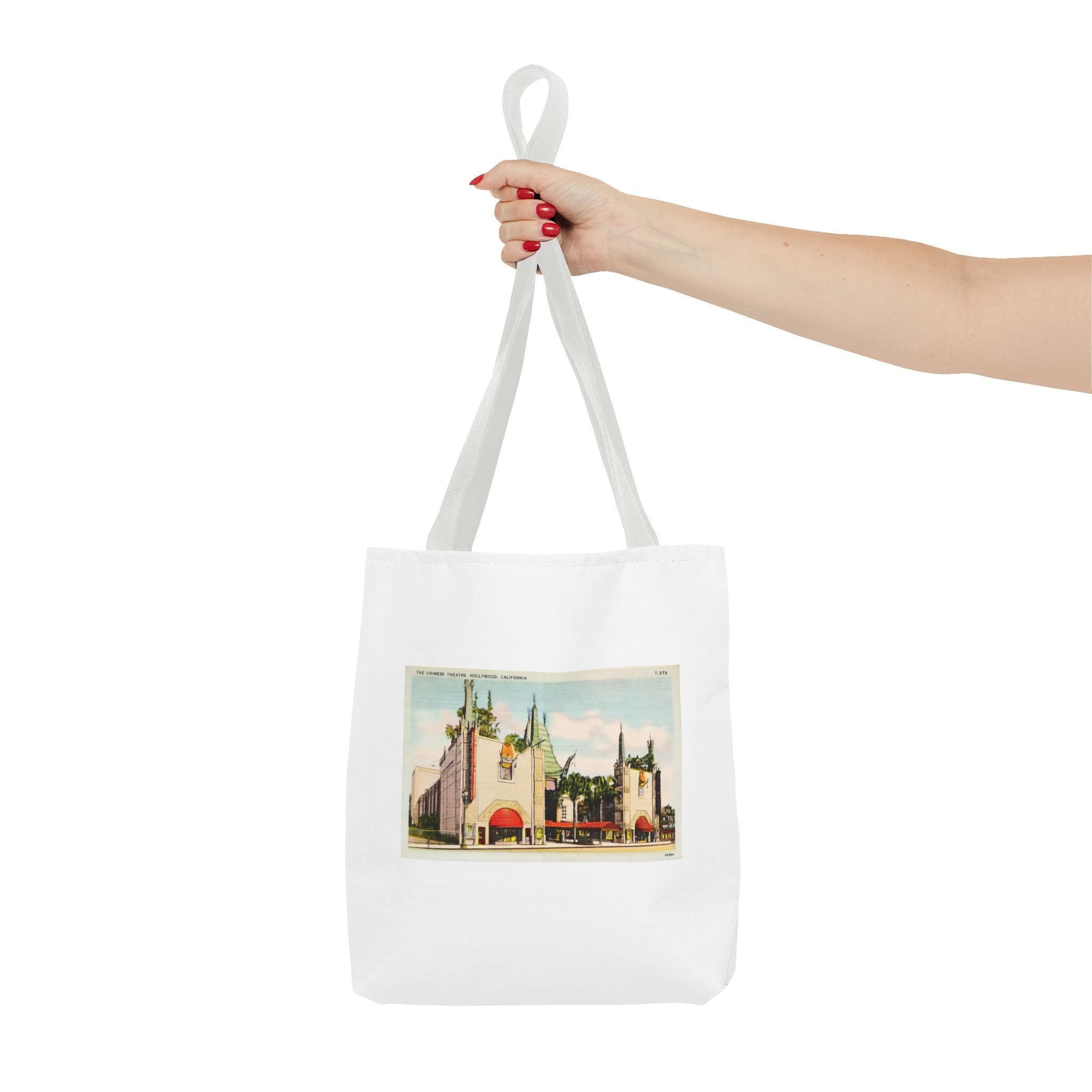 Stylish Tote Bag - Grauman’s Chinese Theatre, Hollywood Vintage Postcard Art