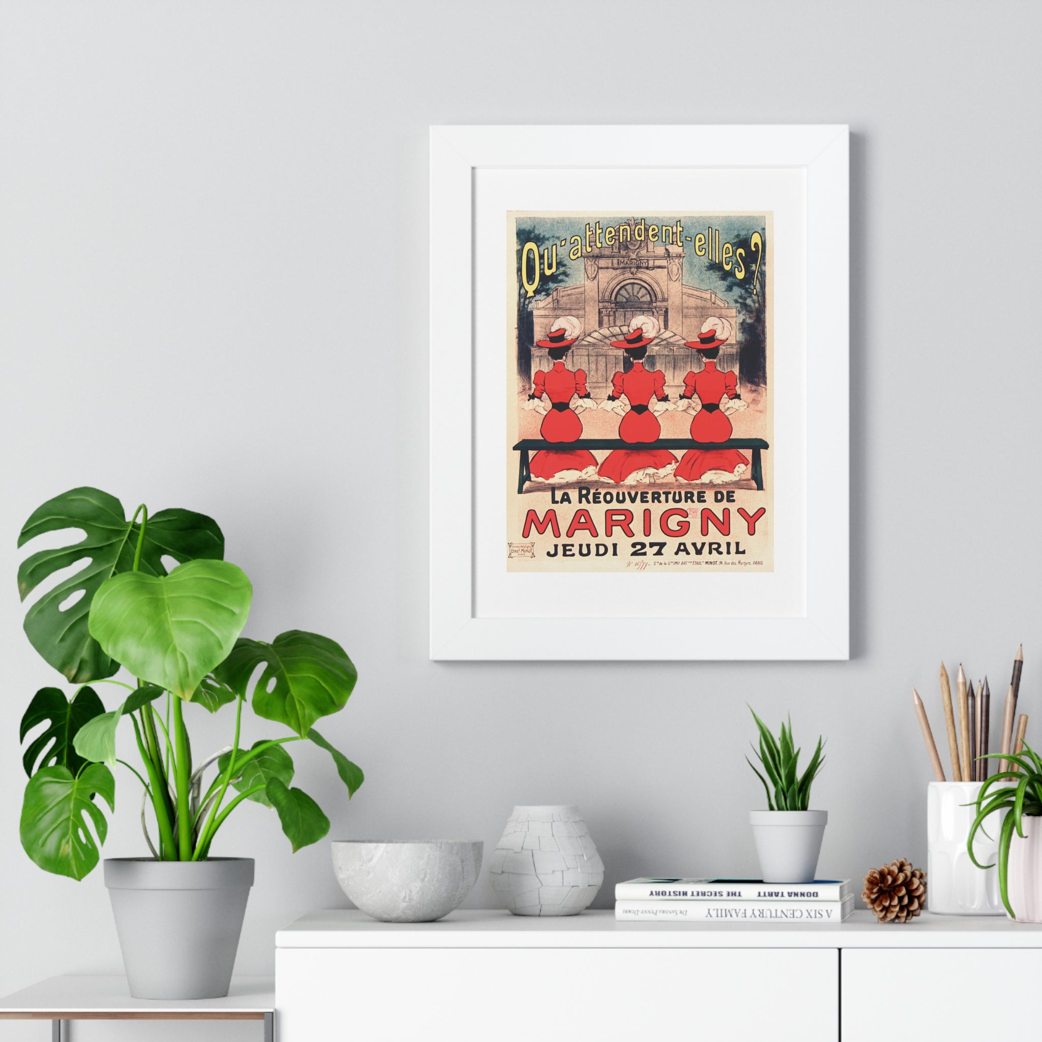 Framed Vertical Poster - Paris’ Marigny Theatre Reopening Vintage Artwork (1905)