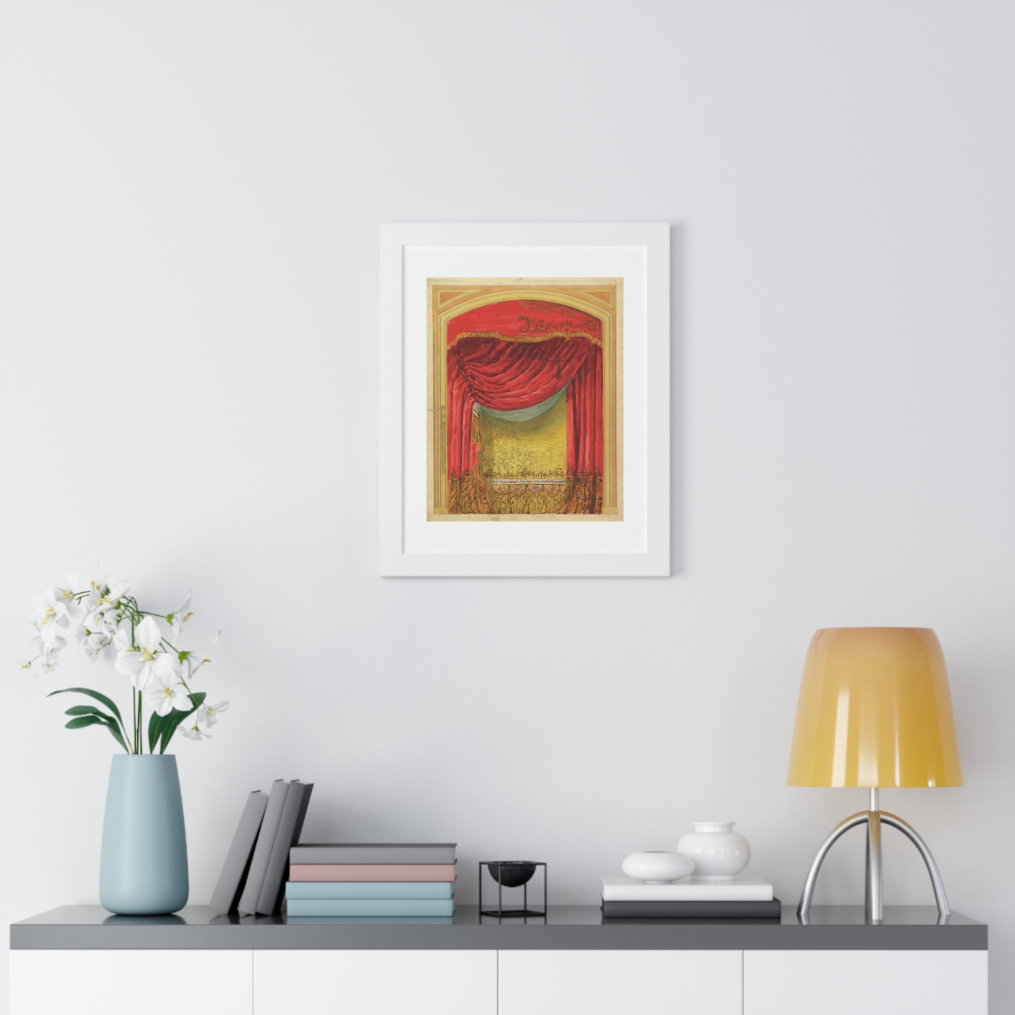 Framed Vertical Poster - Casino de St. Etienne Stage Design Artwork by Eugène Cicéri