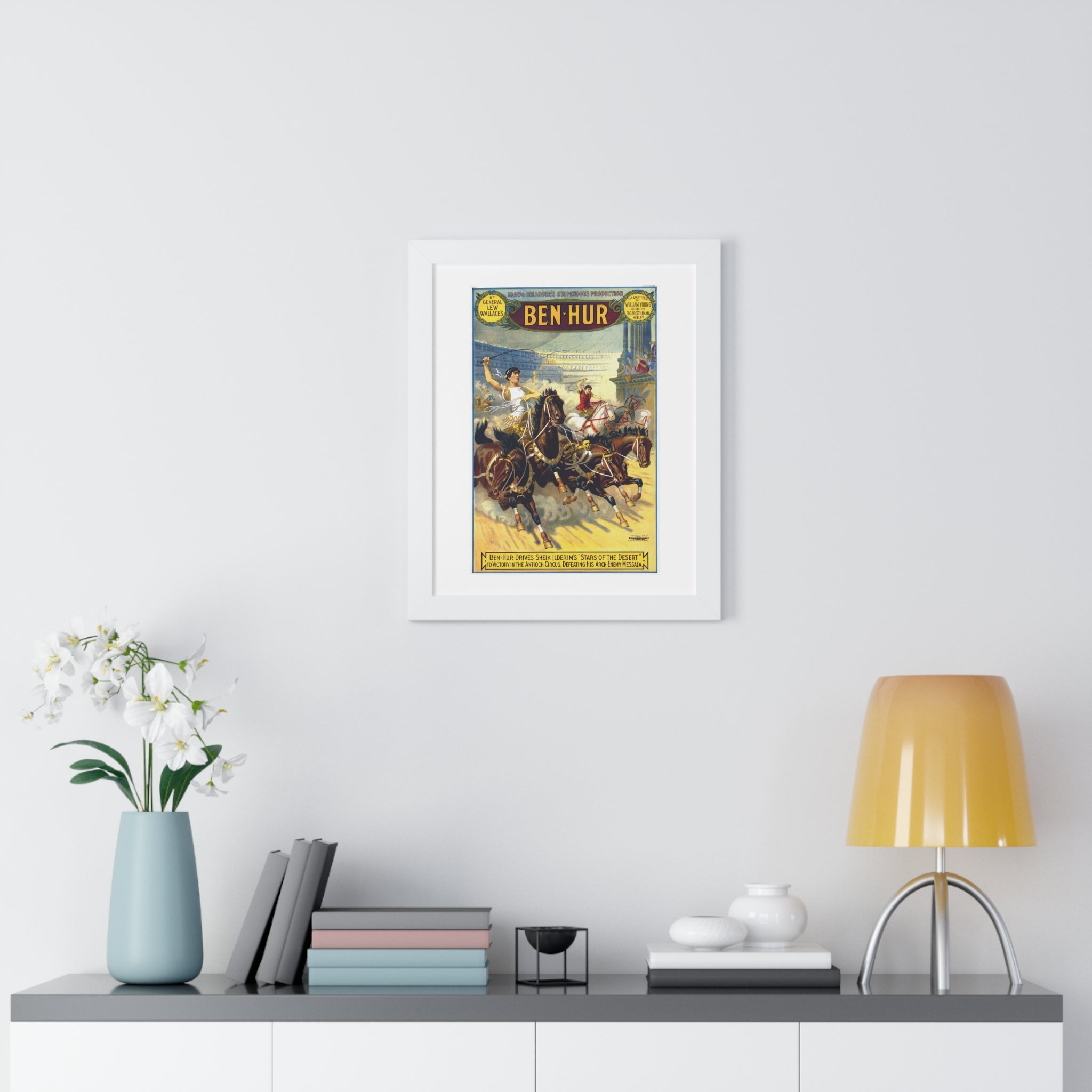 Framed Vertical Poster - Ben-Hur Broadway Premiere Vintage Artwork (1899)