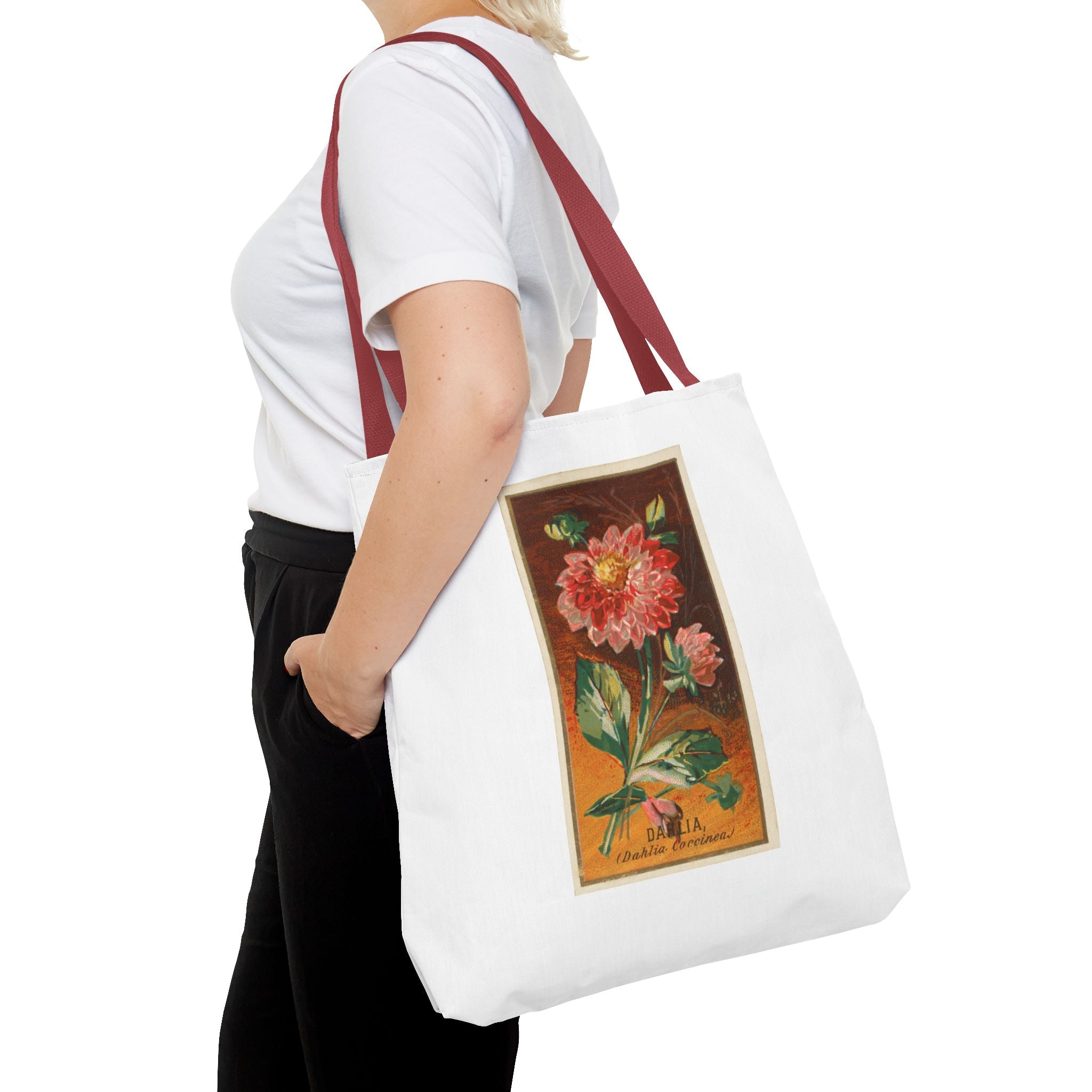 Stylish Tote Bag - Dahlia Coccinea Flower Artwork (1890)