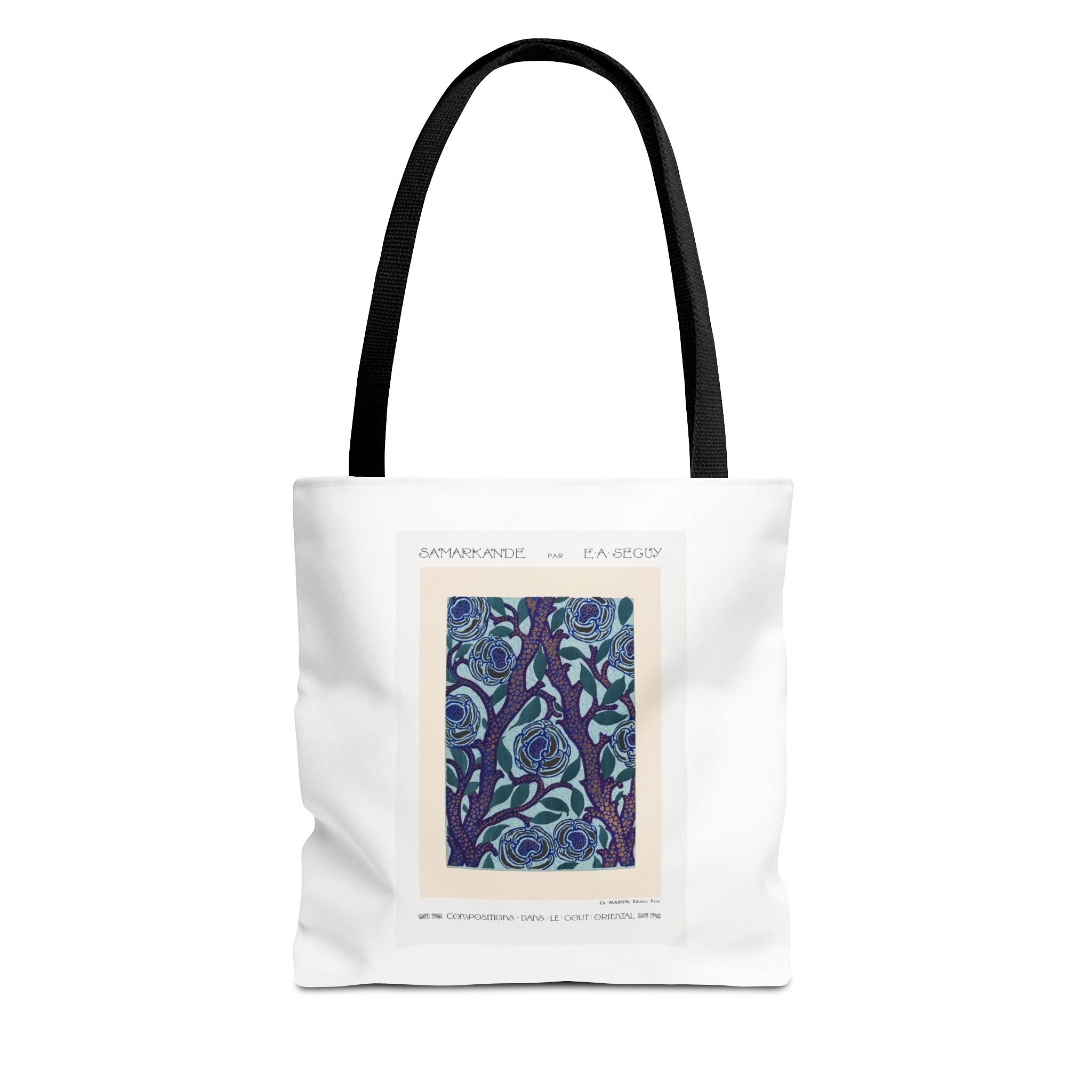 Stylish Tote Bag - Stenciled Flowers in Oriental Style
