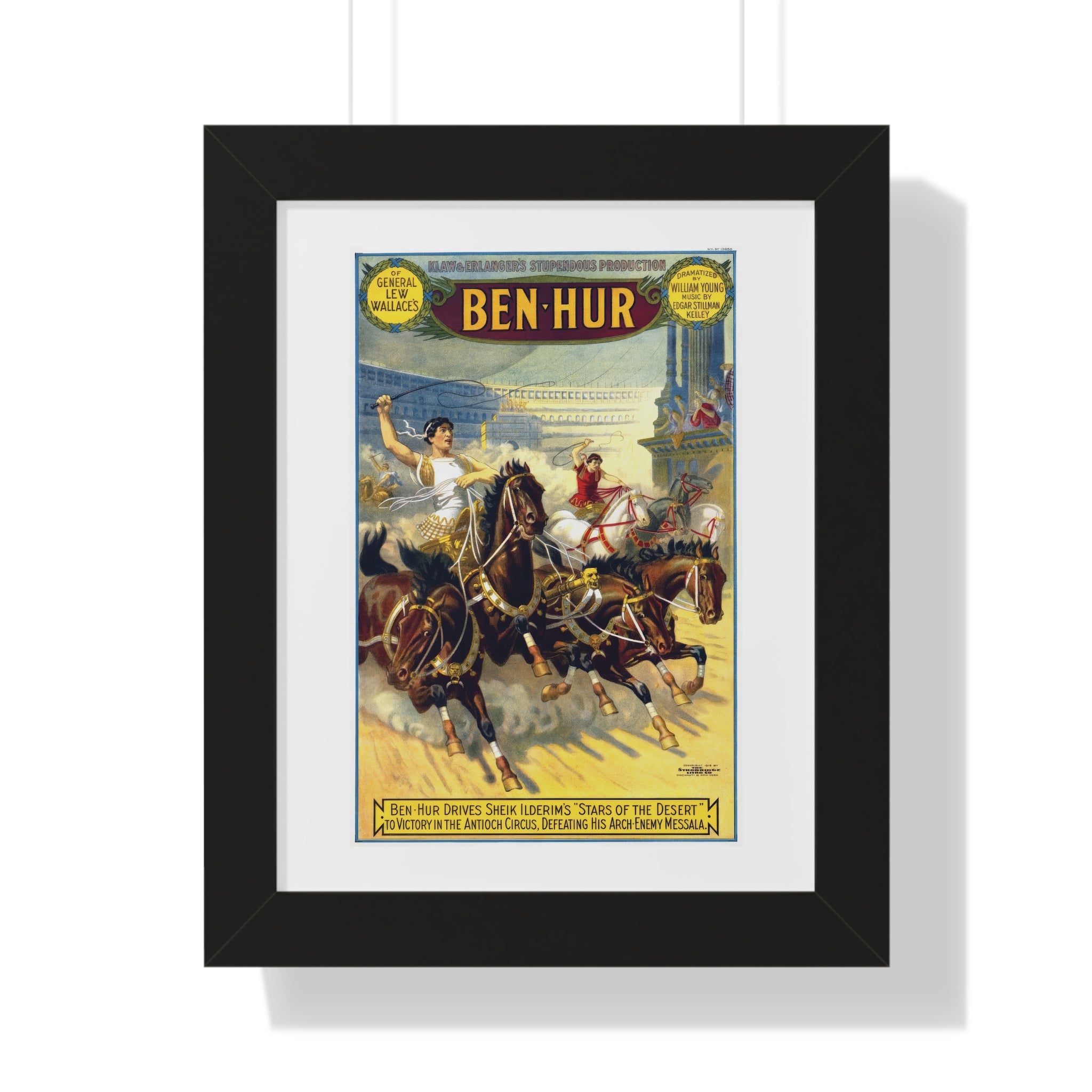 Framed Vertical Poster - Ben-Hur Broadway Premiere Vintage Artwork (1899)