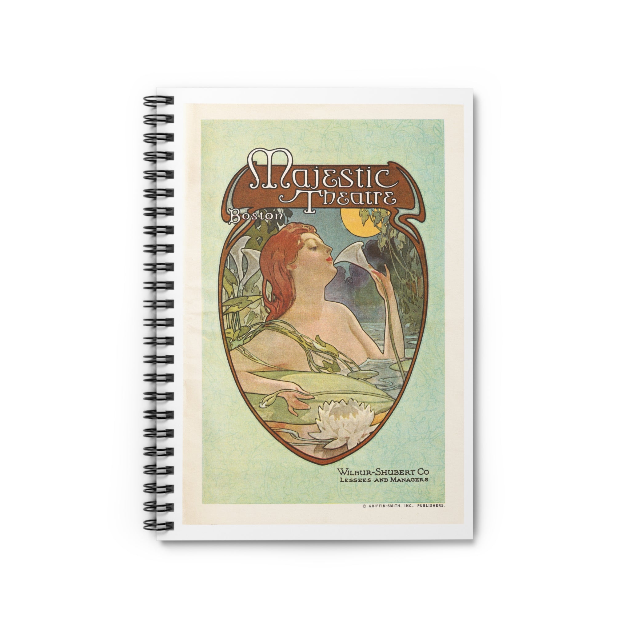 Spiral Notebook (Ruled Line) - Boston’s Majestic Theatre, Art Nouveau Playbill Artwork 1914