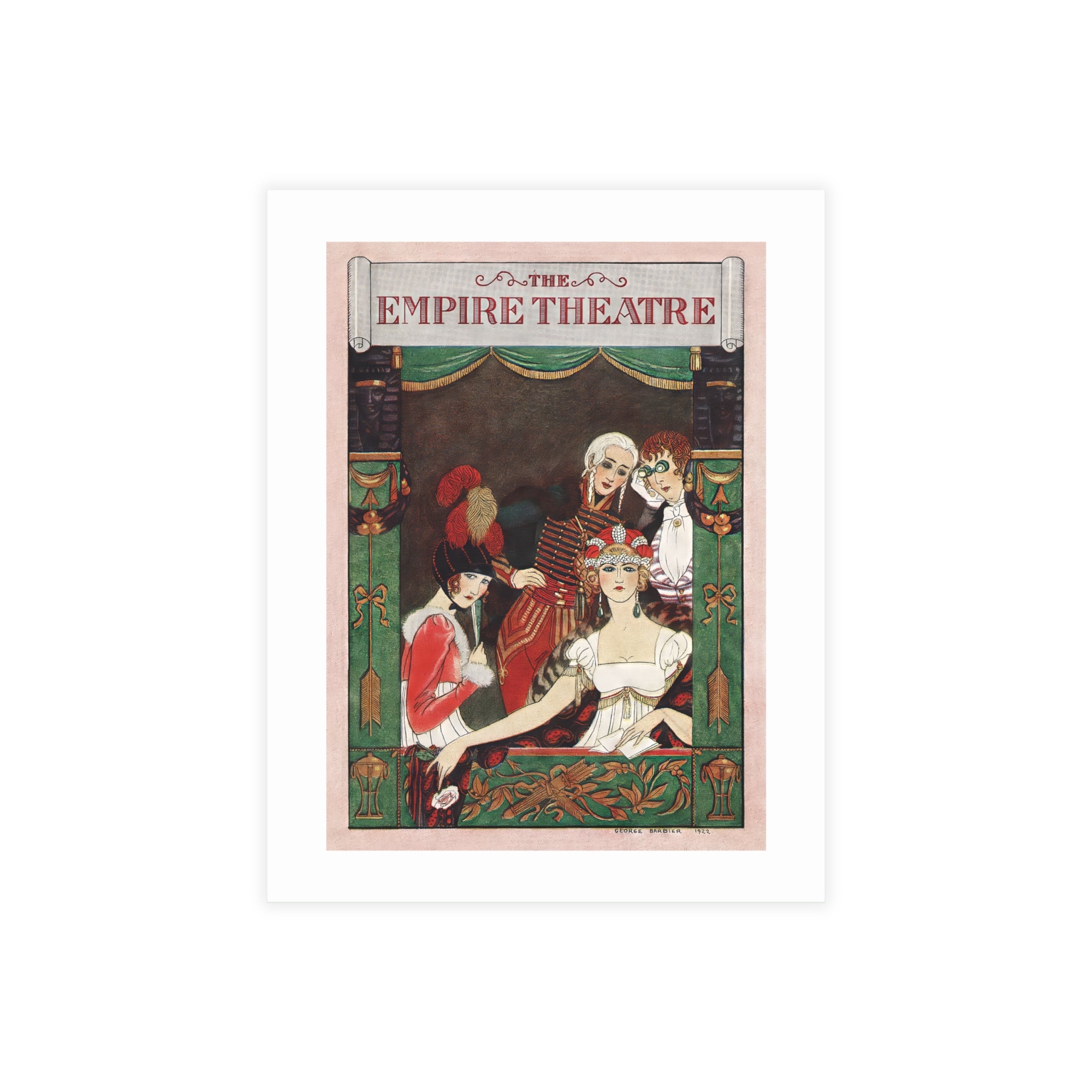 Postcard Bundles (envelopes included) - Playbill Artwork for Empire Theatre, Broadway by George Barbier (1922)