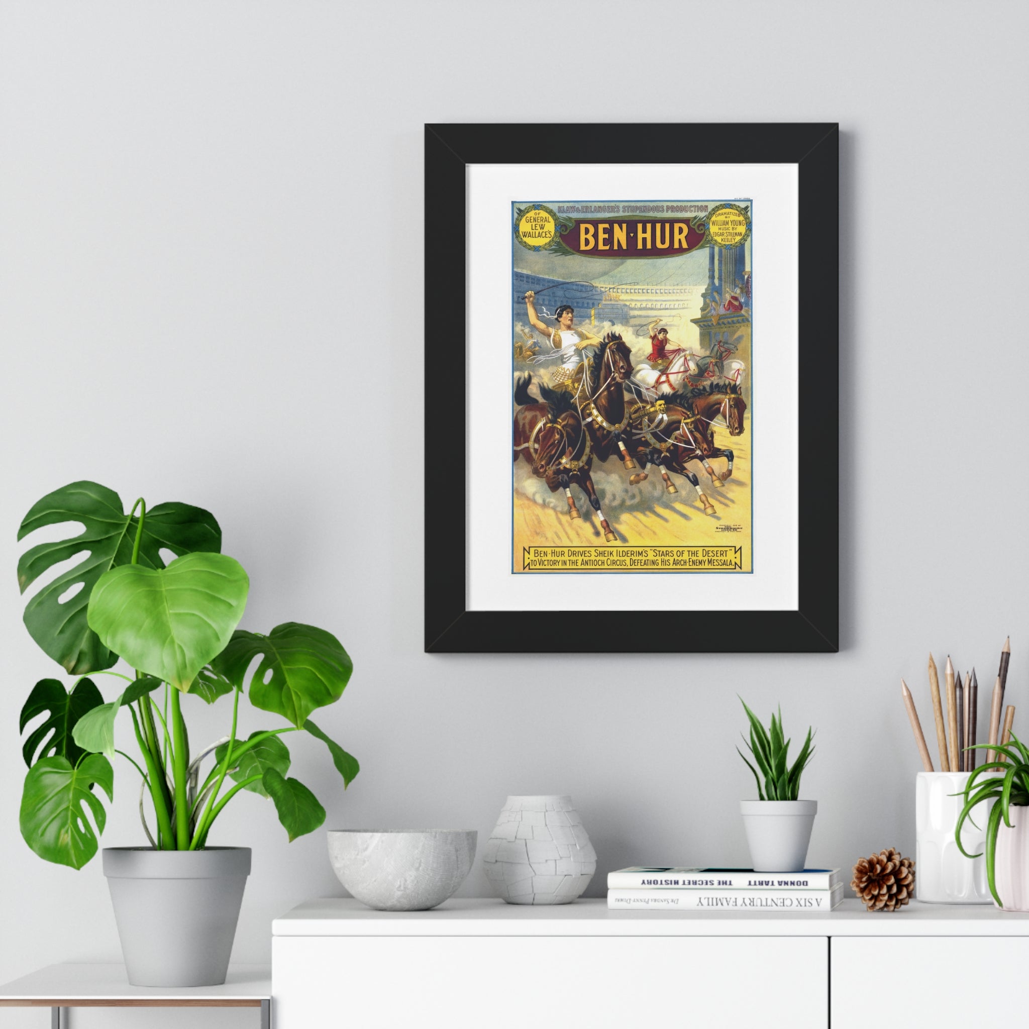 Framed Vertical Poster - Ben-Hur Broadway Premiere Vintage Artwork (1899)