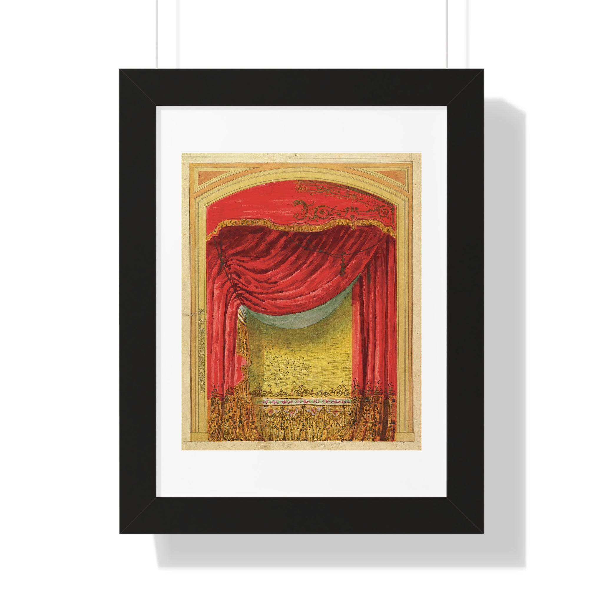 Framed Vertical Poster - Casino de St. Etienne Stage Design Artwork by Eugène Cicéri