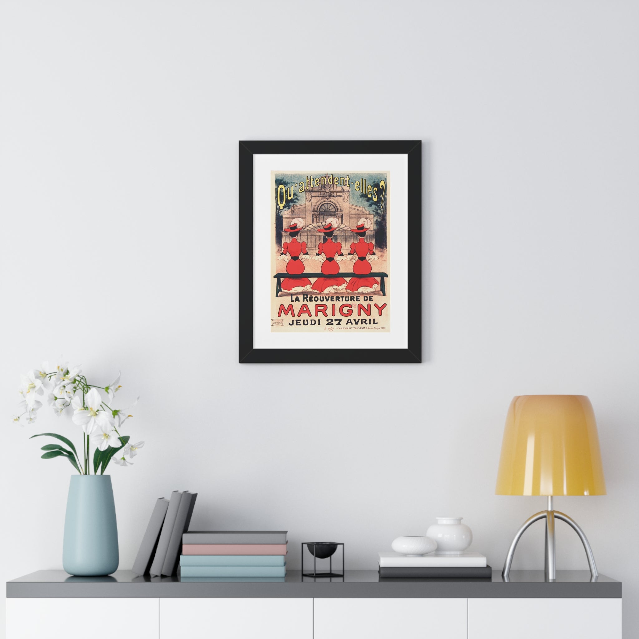 Framed Vertical Poster - Paris’ Marigny Theatre Reopening Vintage Artwork (1905)