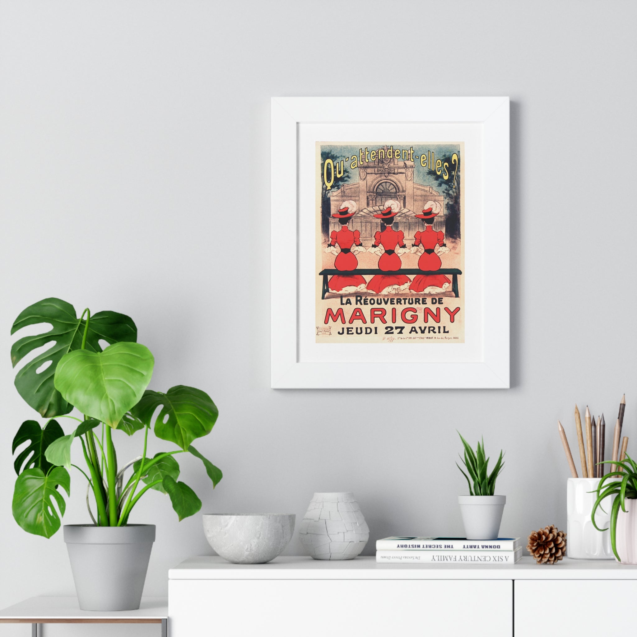 Framed Vertical Poster - Paris’ Marigny Theatre Reopening Vintage Artwork (1905)