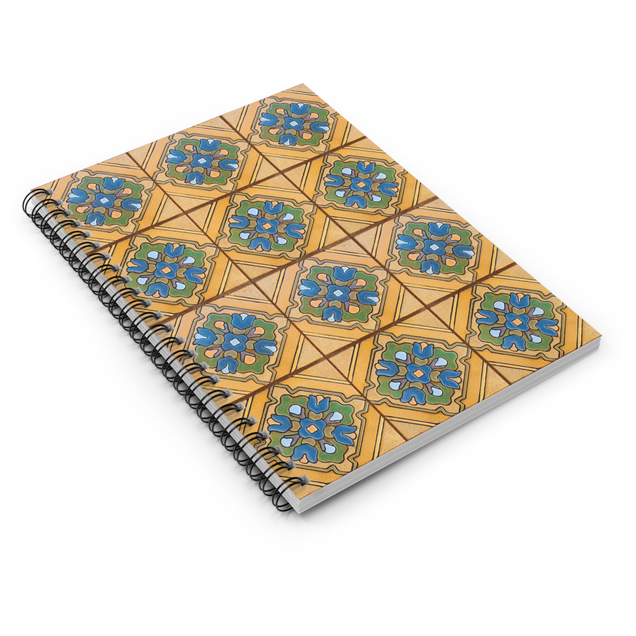 Spiral Notebook (Ruled Line) - Malibu Potteries Tile, Adamson House