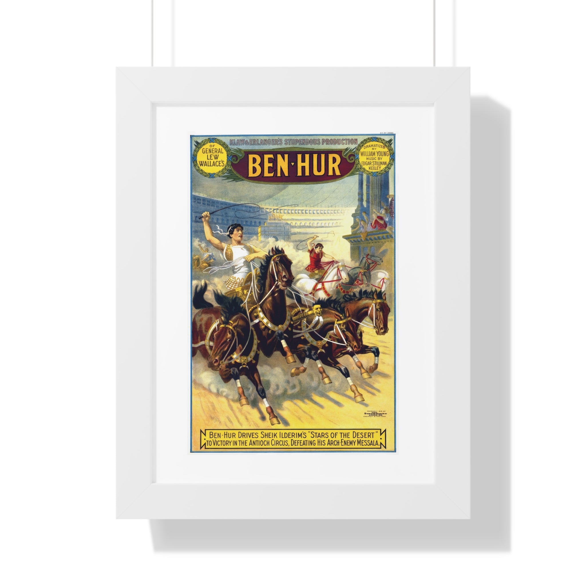 Framed Vertical Poster - Ben-Hur Broadway Premiere Vintage Artwork (1899)