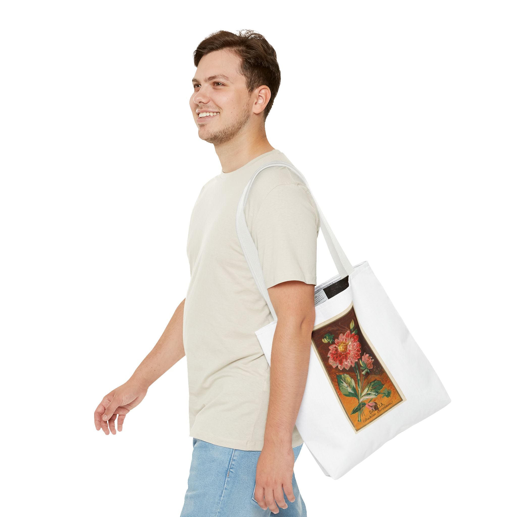 Stylish Tote Bag - Dahlia Coccinea Flower Artwork (1890)