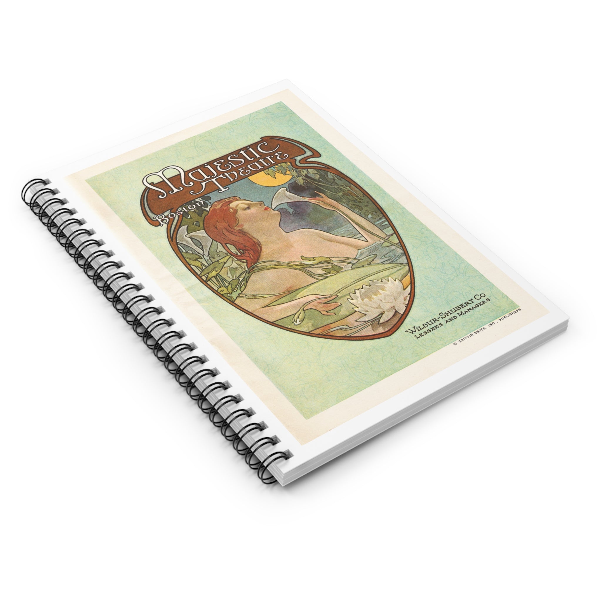Spiral Notebook (Ruled Line) - Boston’s Majestic Theatre, Art Nouveau Playbill Artwork 1914