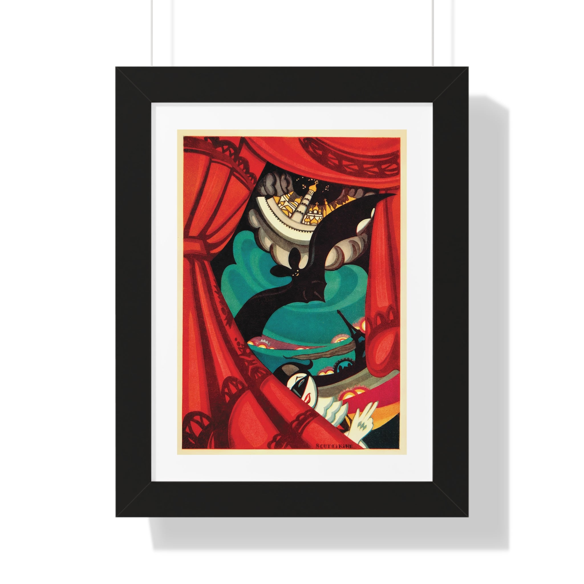 Framed Vertical Poster - Nikita Balieff’s Bat Theatre, Moscow Vintage Artwork (1922)
