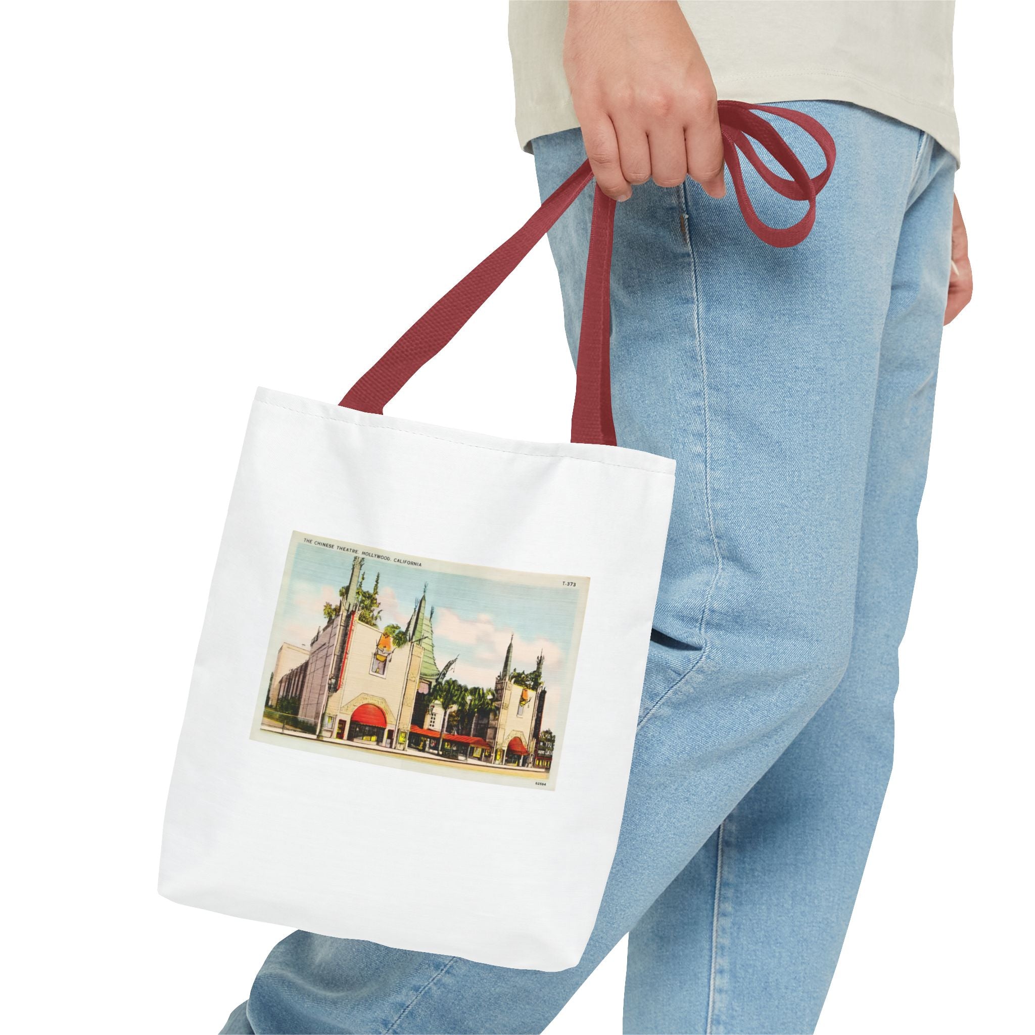 Stylish Tote Bag - Grauman’s Chinese Theatre, Hollywood Vintage Postcard Art