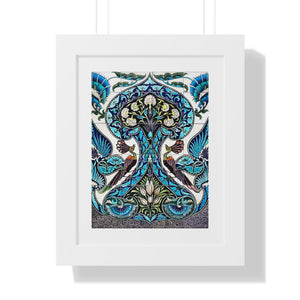Framed Vertical Poster - Lustered Earthenware Tile Panel