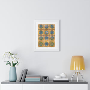 Framed Vertical Poster - Malibu Potteries Tile, Adamson House