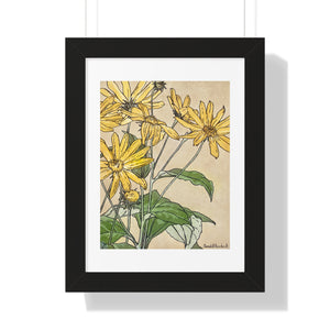 Framed Vertical Poster - Sunflowers Print