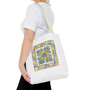 Stylish Tote Bag - Yellow Flower Tiles