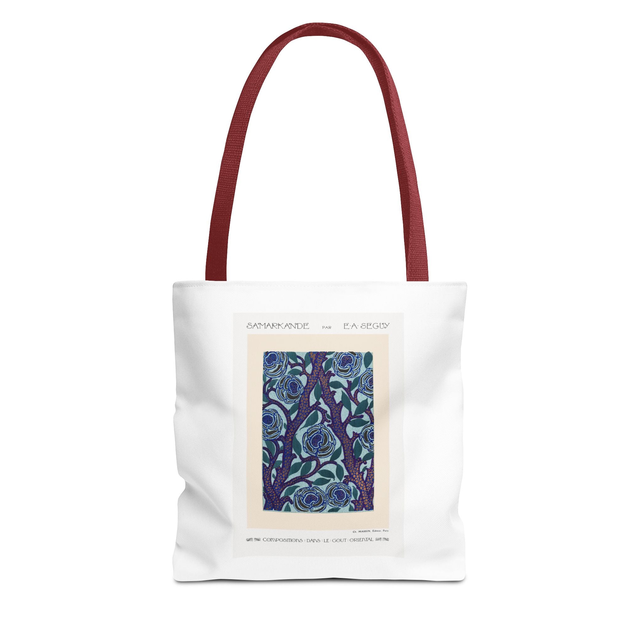 Stylish Tote Bag - Stenciled Flowers in Oriental Style