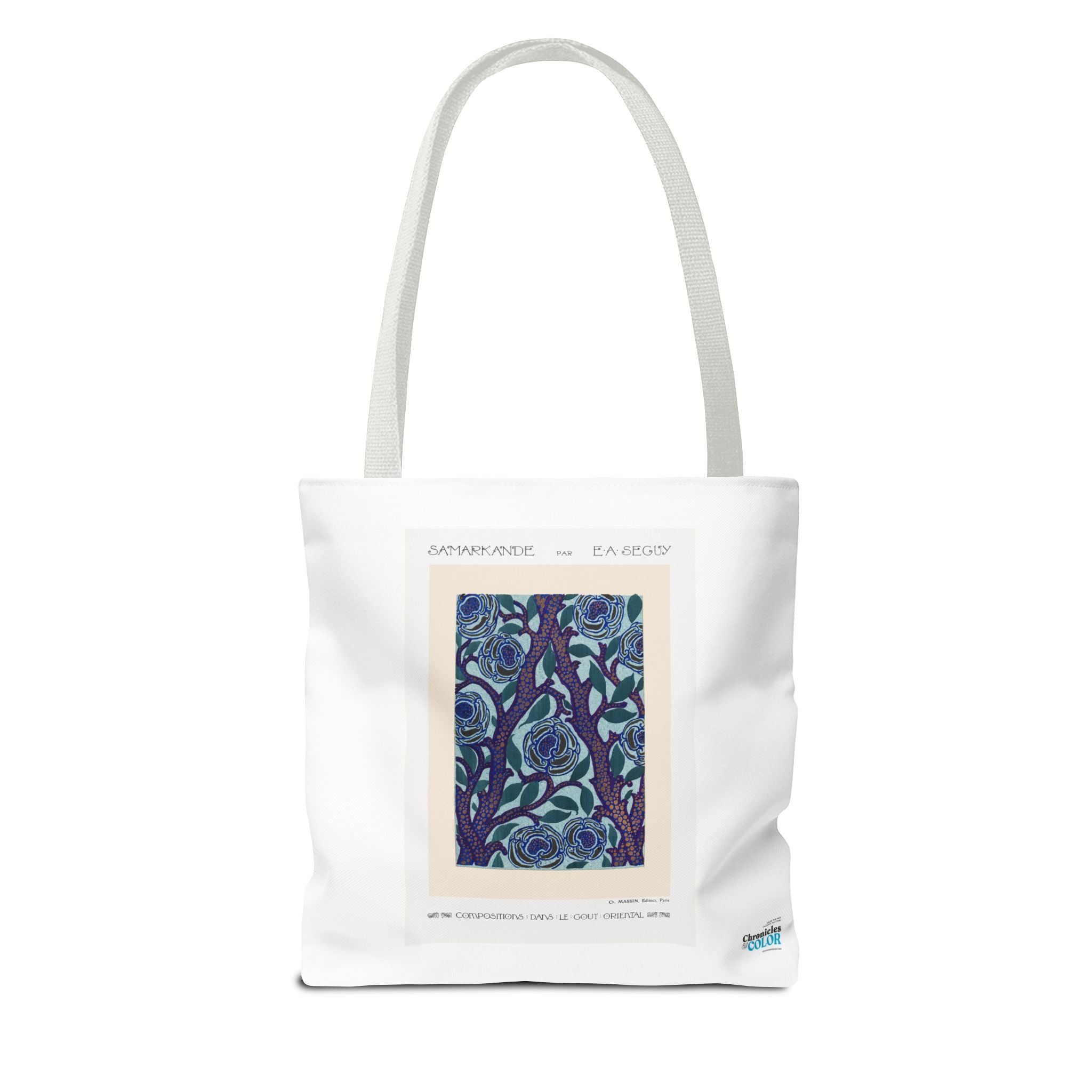 Stylish Tote Bag - Stenciled Flowers in Oriental Style