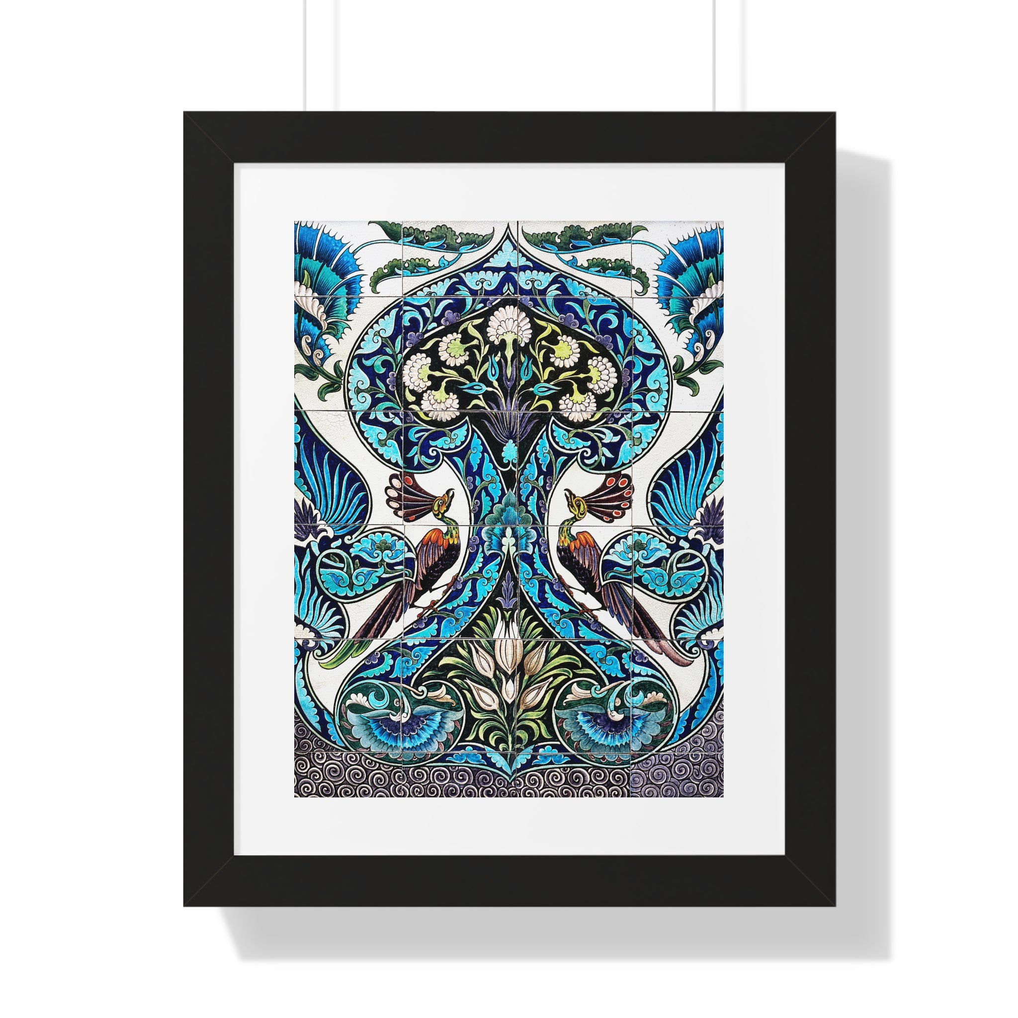 Framed Vertical Poster - Lustered Earthenware Tile Panel
