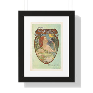Framed Vertical Poster - Boston’s Majestic Theatre, Art Nouveau Playbill Artwork 1914