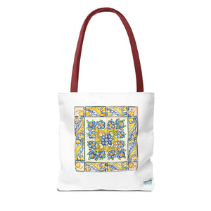 Stylish Tote Bag - Yellow Flower Tiles