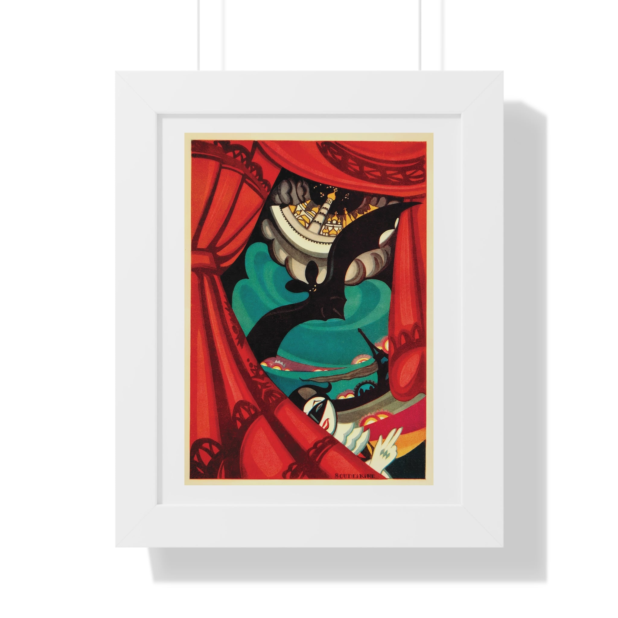 Framed Vertical Poster - Nikita Balieff’s Bat Theatre, Moscow Vintage Artwork (1922)