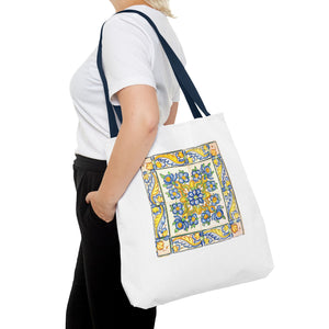 Stylish Tote Bag - Yellow Flower Tiles