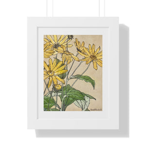 Framed Vertical Poster - Sunflowers Print