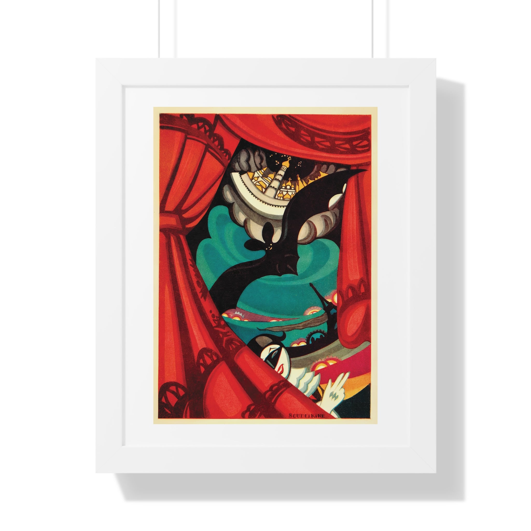 Framed Vertical Poster - Nikita Balieff’s Bat Theatre, Moscow Vintage Artwork (1922)