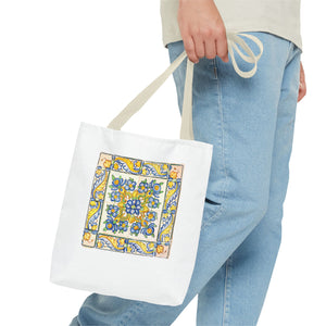 Stylish Tote Bag - Yellow Flower Tiles