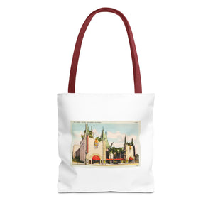Stylish Tote Bag - Grauman’s Chinese Theatre, Hollywood Vintage Postcard Art