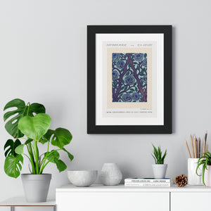 Framed Vertical Poster - Stenciled Flowers in Oriental Style