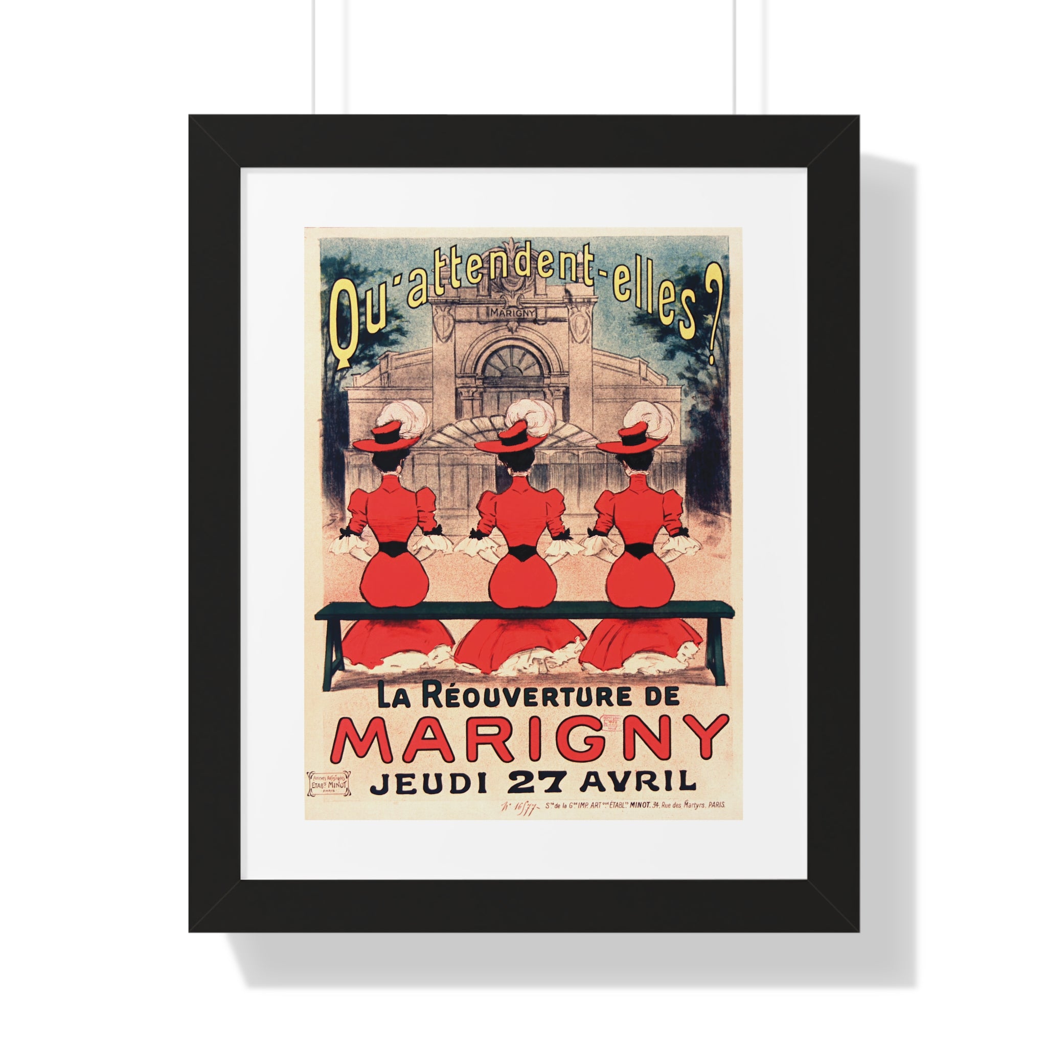 Framed Vertical Poster - Paris’ Marigny Theatre Reopening Vintage Artwork (1905)